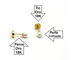 Abridores Lili Oro 18k Perla Cultivada 4.5mm Tic Oro 18k (2016) - Creo Joyas