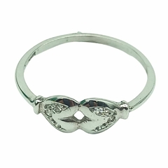 Anillo Dos Corazones Oro Blanco 18 Kts Y Brillantes en internet