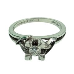 Anillo Solitario De Oro Blanco 18 Kts Y Brillante 20 Puntos - tienda online