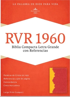 Biblia compacta letra grande c/ referencias RV 1960 (Simil piel amarillo/rojo)