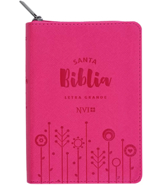 SANTA BIBLIA NVI LETRA GRANDE, TAMAÑO COMPACTO CON CIERRE – FUCSIA