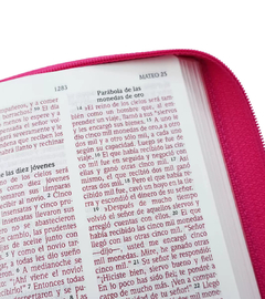 SANTA BIBLIA NVI LETRA GRANDE, TAMAÑO COMPACTO CON CIERRE – FUCSIA en internet