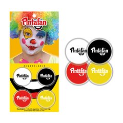 MAQUILLAJE ARTISTICO PINTAFAN SET X 4 unid 2 GRS PAYASO BCO-NEGRO-ROJO-AMARILLO