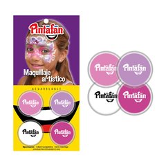 MAQUILLAJE ARTISTICO PINTAFAN SET X 4 unid 2 GRS PRINCESA ROSA LILA BLANCO FUCSIA