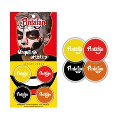 MAQUILLAJE ARTISTICO PINTAFAN SET X 4 unid 2 GRS HALLOWEEN BLANCO NEGRO ROJO VIOLETA