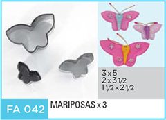 CORTANTE FLOGUS FA042 MARIPOSAS POR TRES (3X5, 2X3 1/2, 1 1/2 X 2 1/2cm)