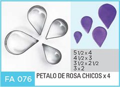 CORTANTE FLOGUS FA076 PETALO DE ROSA POR 4 CHICOS (5 1/2x4, 4 1/2x3, 3 1/2x 2 1/2, 3x2cm) - comprar online