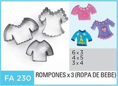 CORTANTE FLOGUS FA230 ROPONES X 3 (Ropa de bebe) (6x3, 4x5, 3x4cm)