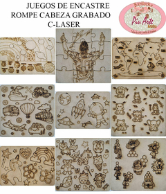 JUEGO ENCASTRE - ROMPECABEZA GRABADO APROX. 20 CM C-LASER - ELEGIR MOTIVO-