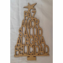 PINO NAVIDAD 90 CM PAZ AMOR SALUD ALEGRIA FELICIDAD C-LASER