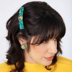 PRESILHA VERDE COM TIGRE DOURADO