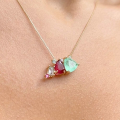 COLAR ESMERALDA COLOMBIANA E RUBI FUSION - comprar online