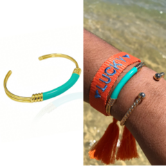 BRACELETE COLORIDO AZUL TURQUESA EM SEMIJOIA - comprar online