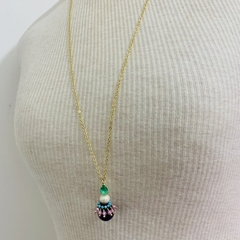 COLAR LONGUINHO PÉROLA E JADE