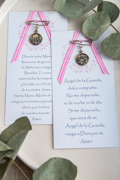 Oración - Estampa rosa - Señalador con medalla variedad