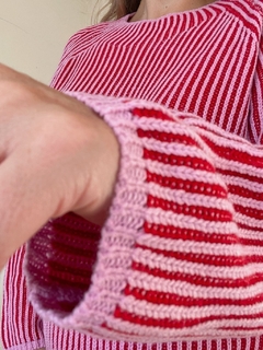sweater rayas rojo con fucsia en internet