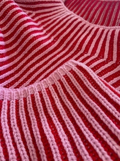 sweater rayas rojo con fucsia - tienda online