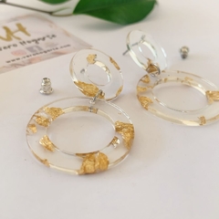 Aros circunferencias transparentes con foil dorado - comprar online