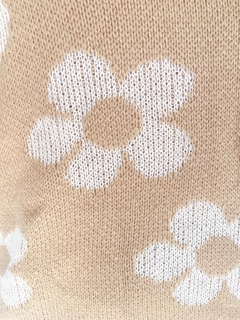sweater beige con flores talla L - comprar online