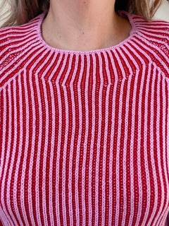 sweater rayas rojo con fucsia - comprar online