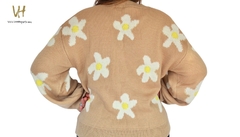 sweater beige con flores talla L - comprar online