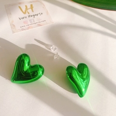 Aro corazón verde metalizado