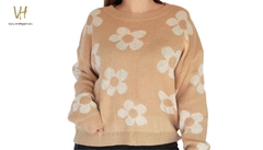 sweater beige con flores talla L - Vero Hogarte