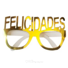 Lentes de carton 'felicidades' dorados x4