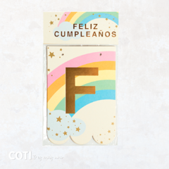 Banderin feliz cumpleaños arcoiris stamping dorado 2mts largo x1 en internet