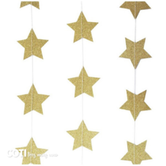 Guirnalda estrellas chicas doradas glitter 1,5m x1