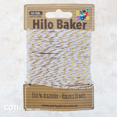 Hilo baker blanco y dorado x 10 metros