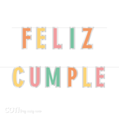 Banderin letras 'feliz cumple' colores pasteles