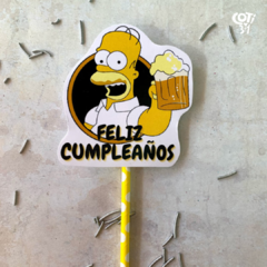 Topper feliz cumple homero con cerveza x1