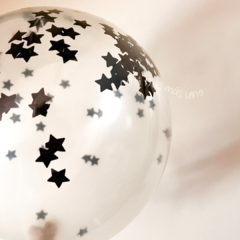 Globo con confetti estrellas negras x4