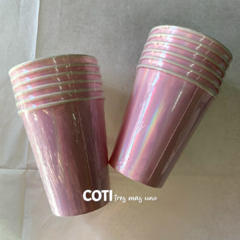 Vaso de polipapel iridiscente rosa x 6 unidades