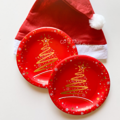 Platos navideños árbol stamping x8