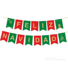 Banderin feliz navidad rojo y verde x1