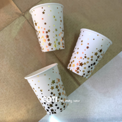 Vaso de polipapel stamping estrellas doradas x 8 unidades - comprar online