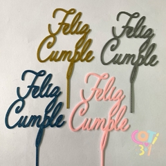 Topper feliz cumple plastico varios coloresx1 - comprar online