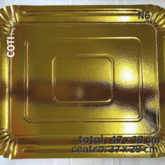 Bandeja cartón dorada o plateada rectangular n°6 47 x 38cm x1