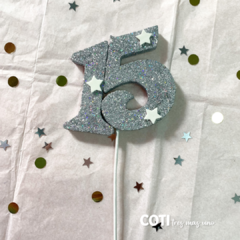 Pinche numeros con estrellas plateado nro 15 x1