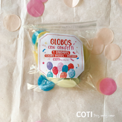 Globo con confetti circular colores pasteles - plateado x4