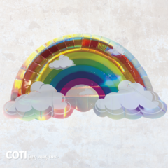 Plato polipapel arcoiris iridiscente 17cm x 6 unidades