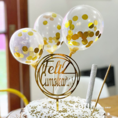 Globo mini con confetti y palito 5" x 1 UNIDAD