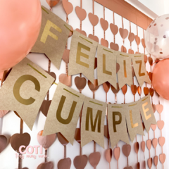 Banderin feliz cumpleaños kraft stamping dorado 2mts largo x1