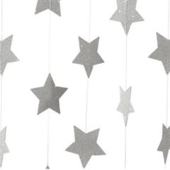 Guirnalda estrellas chicas plateadas glitter 1,5m x1