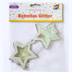 Lentes de carton estrellas glitter x4