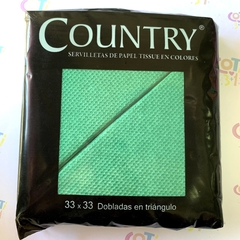 Servilletas lisas verdes dobladas country x40u