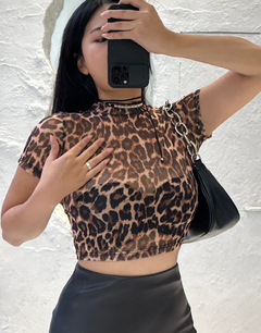 Crop top microtul leopard print