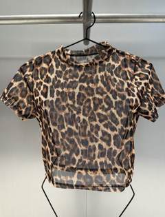 Crop top microtul leopard print - comprar online